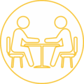 icon: 2 people talking across a table