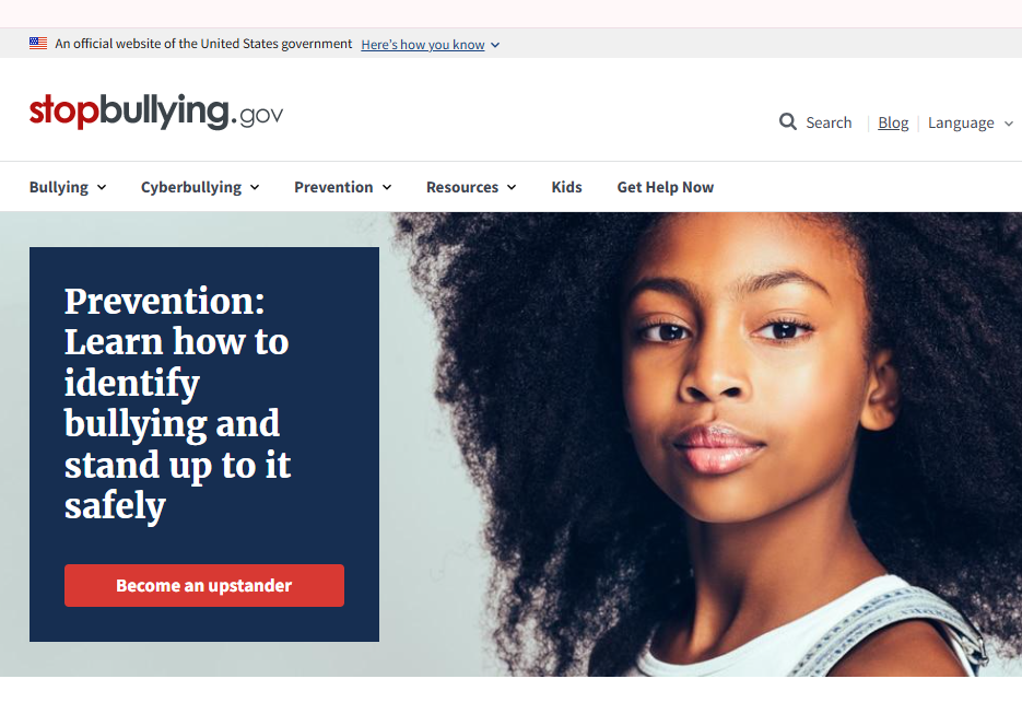 Screengrab of Stopbullying.gov website