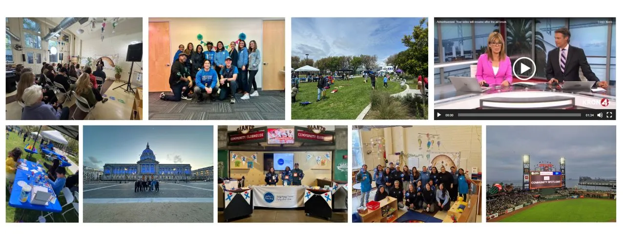 Collage of images from events taking place during Child Abuse Prevention Month