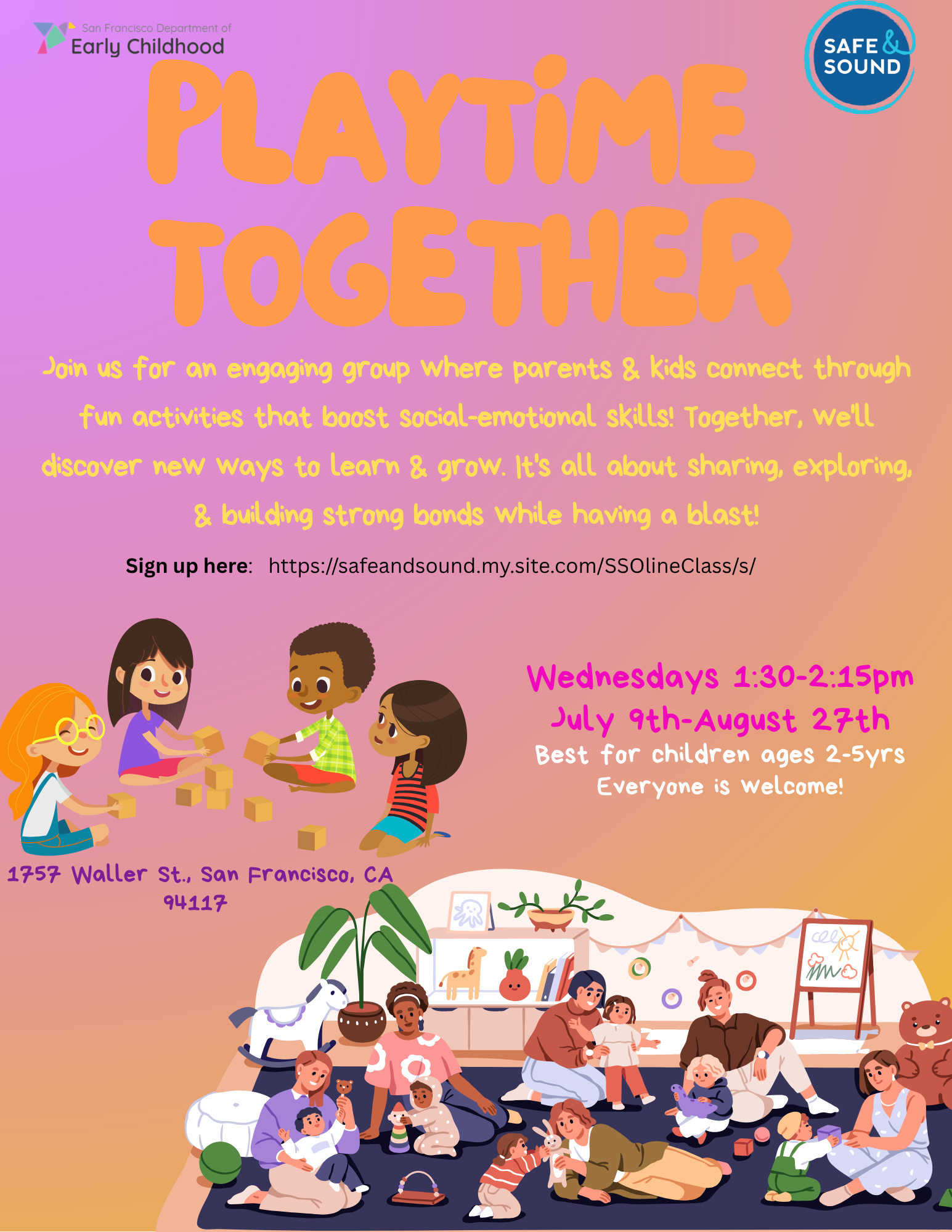 Poster with the details for Playtime Together Group