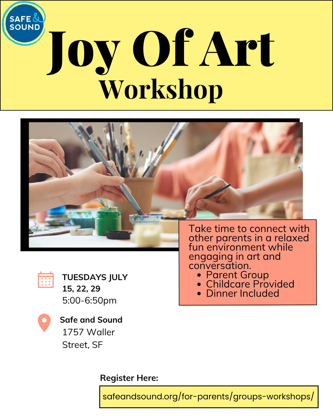 Poster with the details for Joy of Art Group